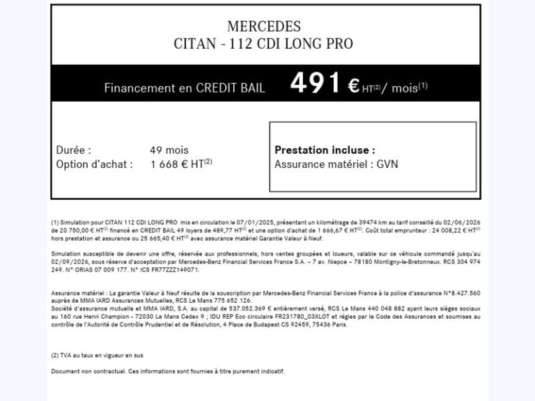 Mercedes Citan 112 CDI Fourgon PRO Standard 116CH 3 PLACES 20750€ - Image 12 (July 7, 2026)
