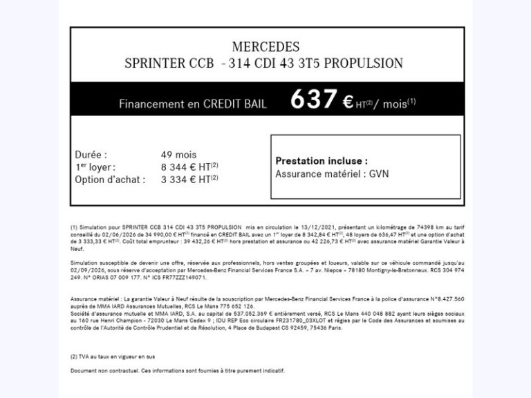 Mercedes Sprinter Ccb 314 CDI Long plateau +coffre 143ch 33000€ HT G - Image 02 (July 7, 2026)