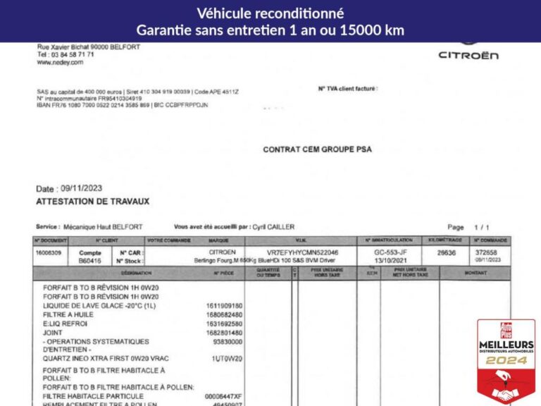 CITROEN BERLINGO 1.5 BlueHDi S&S – 100 III FOURGON M Worker 1000 kg - Image 18 (July 8, 2026)