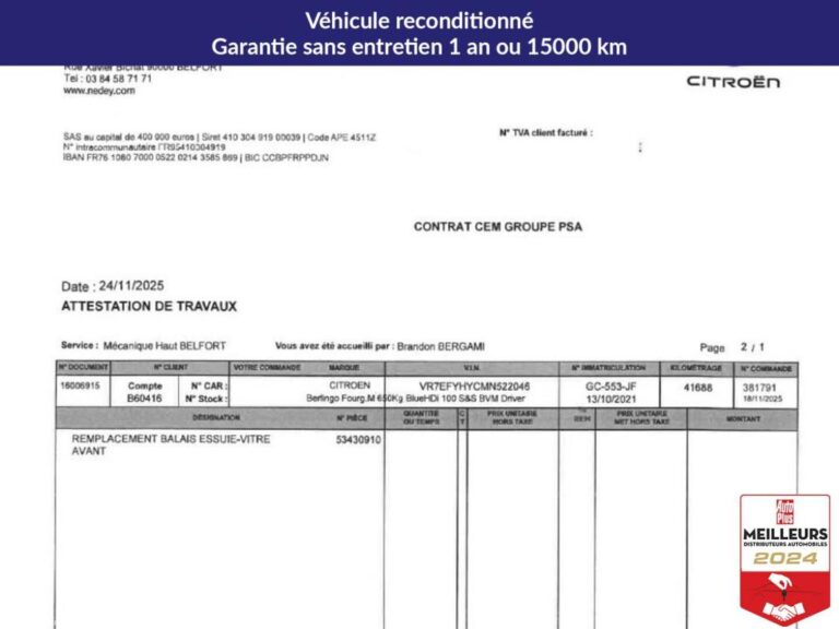 CITROEN BERLINGO 1.5 BlueHDi S&S – 100 III FOURGON M Worker 1000 kg - Image 17 (July 7, 2026)
